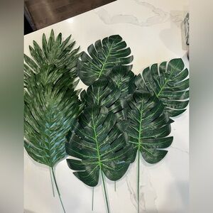 9 Artificial Green Monstera Leaves